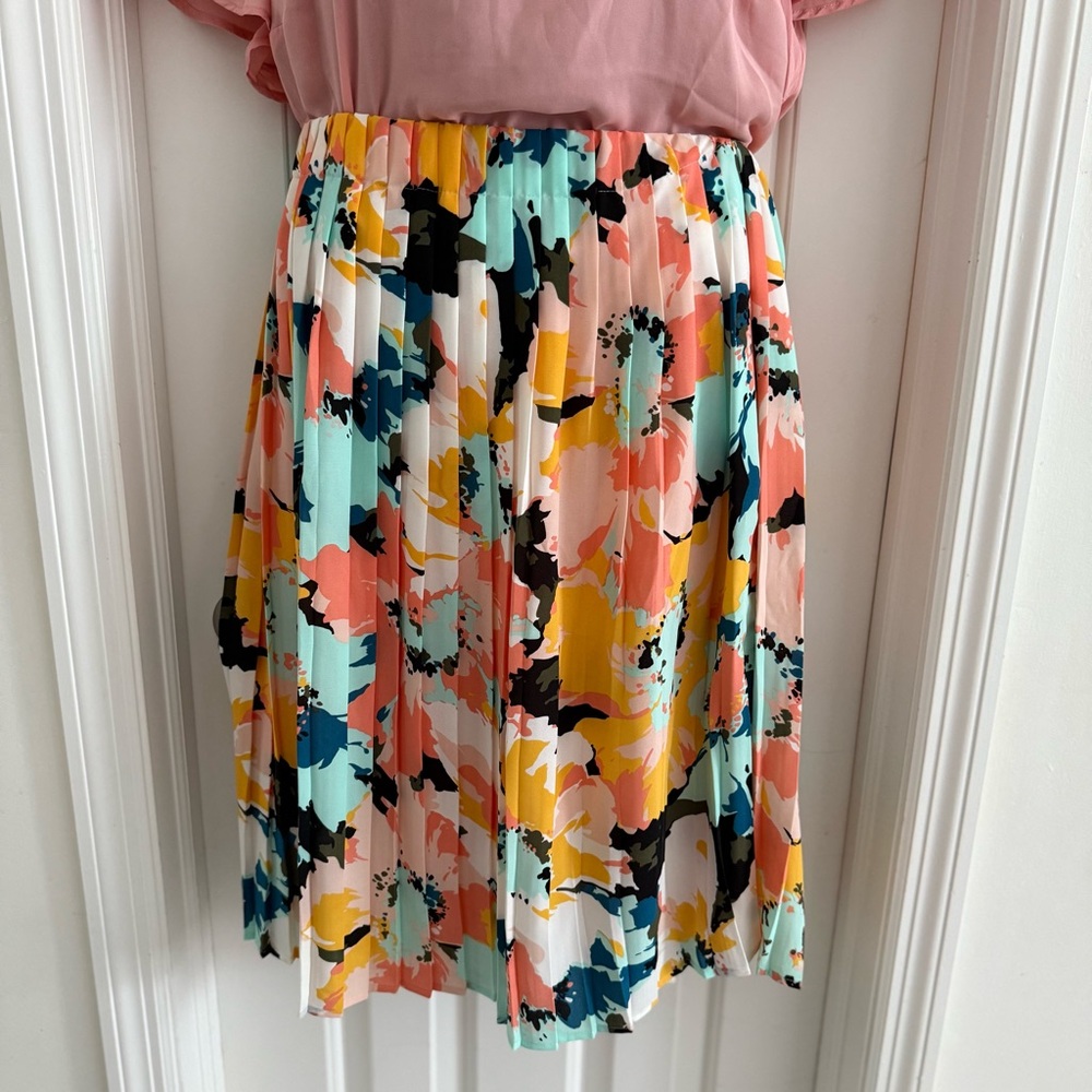 Ava & Viv Colorful Abstract Midi Skirt